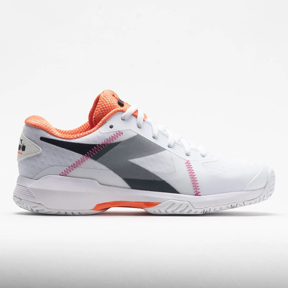 Diadora Trofeo AG Pickleball Women's White/Black/Vermillion Orange 3 Diadora Trofeo AG Pickleball Women's White/Black/Vermillion Orange